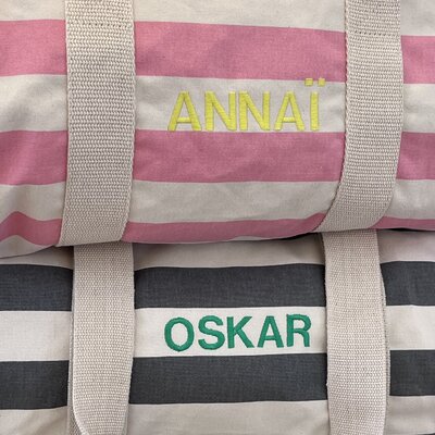 Canvas gestreepte reistas Natural/pink