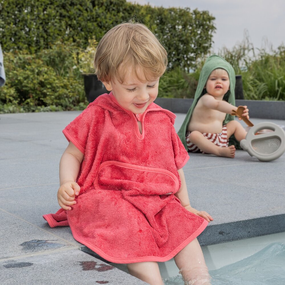 Poncho v-neck (2-4y) Raspberry Rose