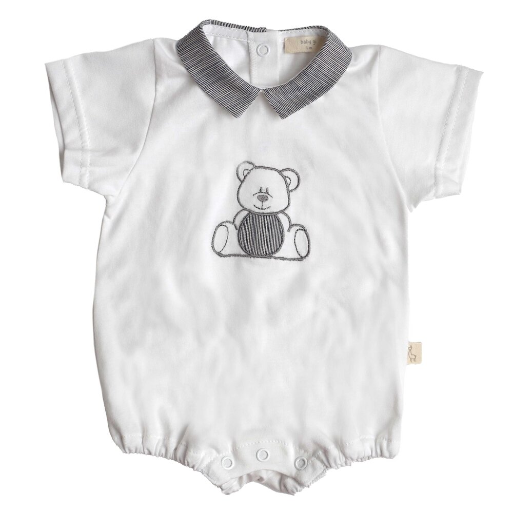 Romper teddybeer pearl katoen Wit