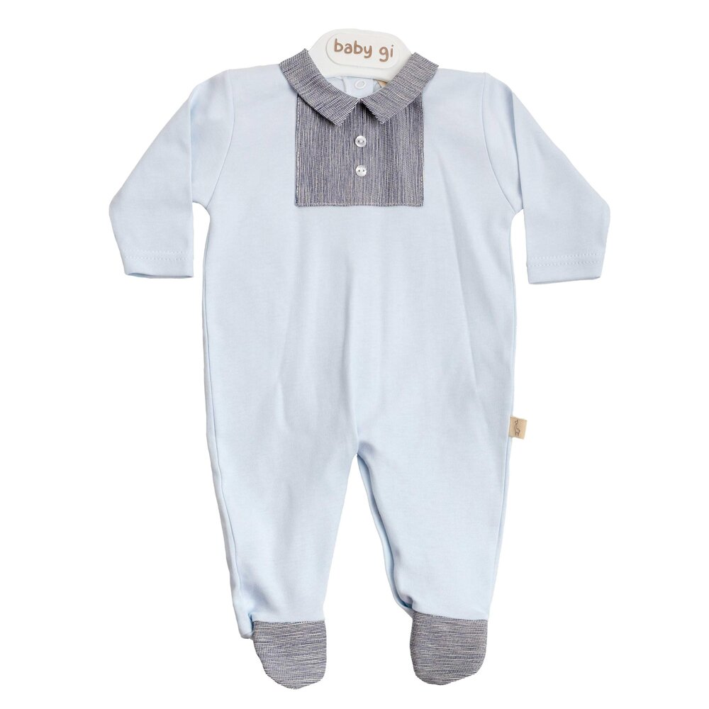 Babypakje teddybeer blauw met borst detail