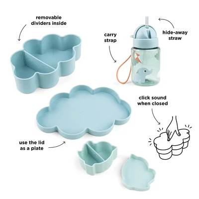 Lunch & snack box w/straw bottle Playground Blue Lunch & snack box w/straw bottle Playground Blue