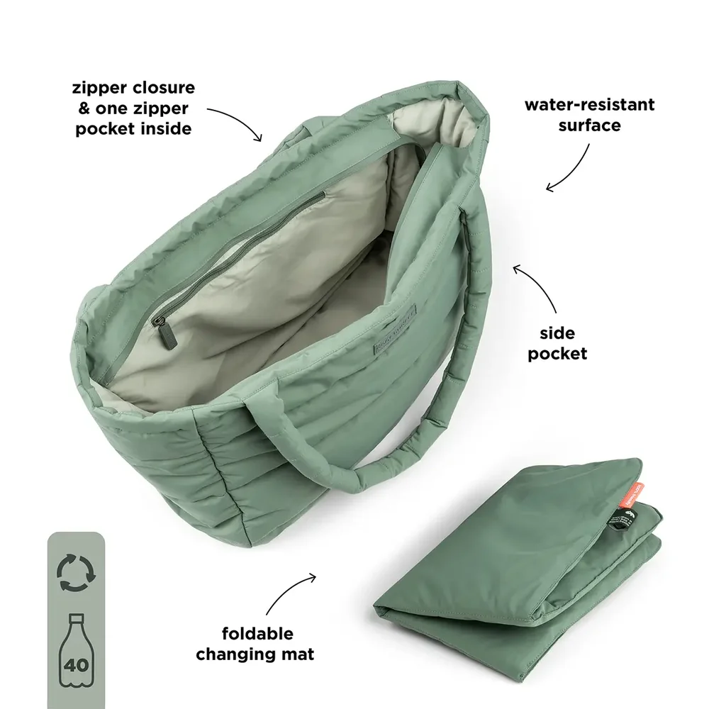 Quilted changing tote bag Green Quilted changing tote bag Green
