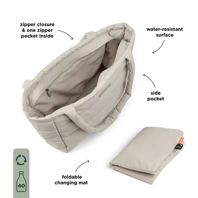 Quilted changing tote bag Sand Quilted changing tote bag Sand