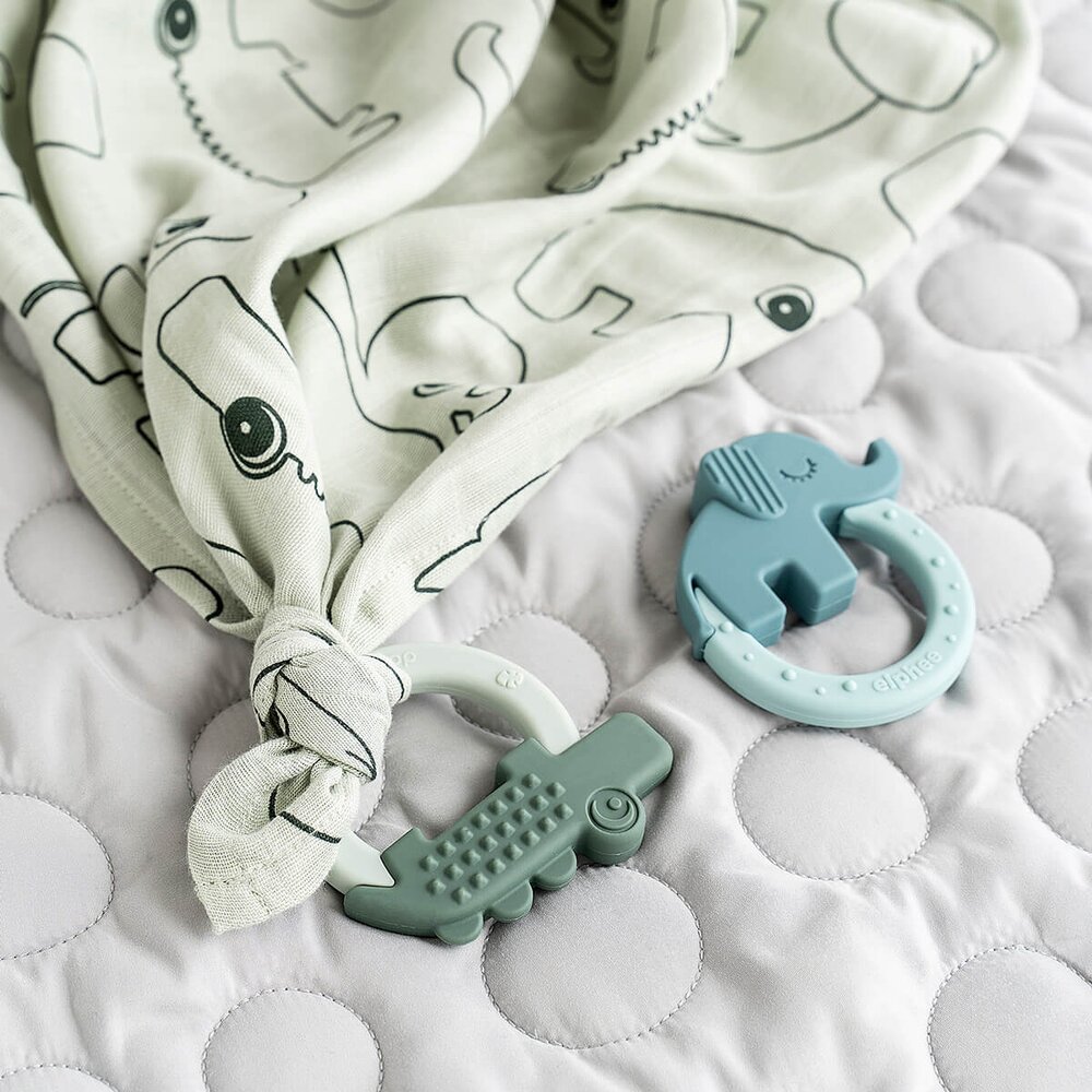Silicone bijtringen 2-pack Deer friends Green/blue Silicone bijtringen 2-pack Deer friends Green/blue