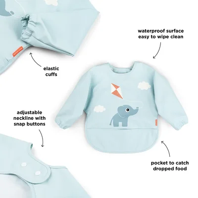 Sleeved pocket bib Playground Blue Sleeved pocket bib Playground Blue