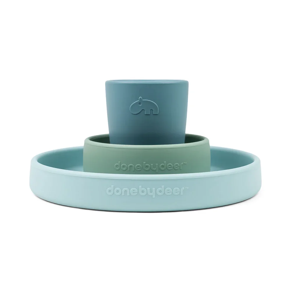 Silicone dinner set Happy clouds Blue