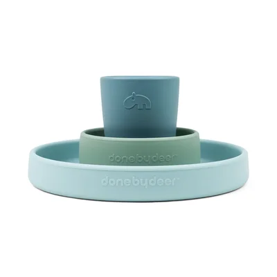Silicone dinner set Happy clouds Blue