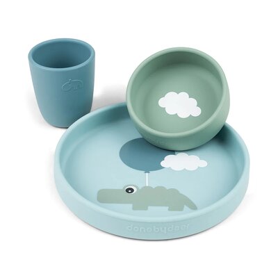 Silicone dinner set Happy clouds Blue
