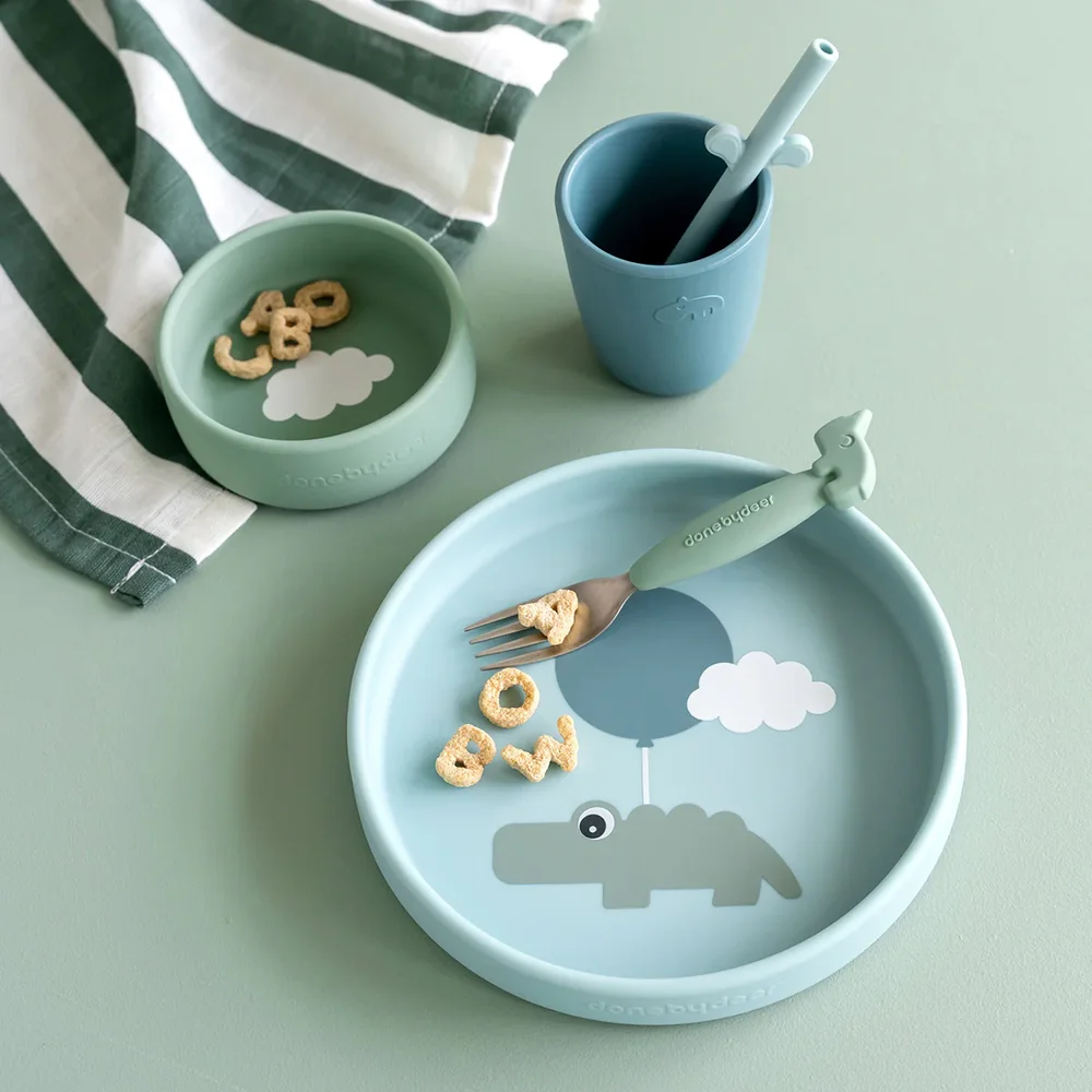 Silicone dinner set Happy clouds Blue