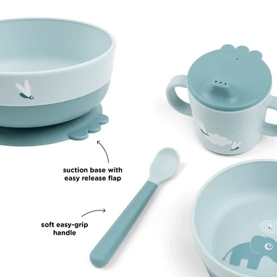 Foodie first meal set suction Elphee Blue Foodie first meal set suction Elphee Blue