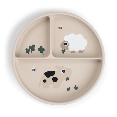 Stick&Stay compartment plate Tiny farm Sand