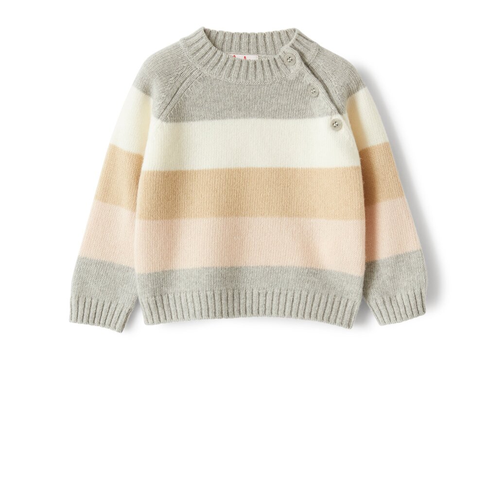 Trui tricot gestreept grijs Grijs
