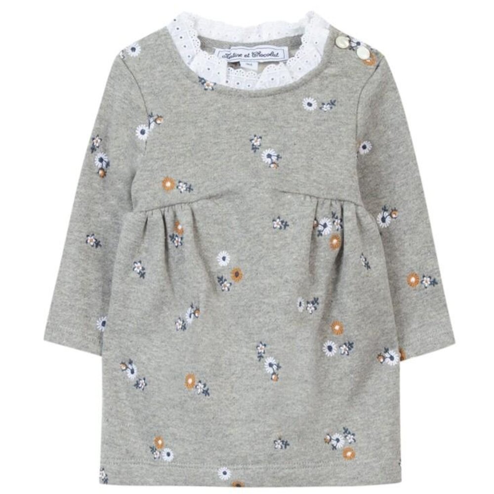 Jurk met mouwen gris clair chine