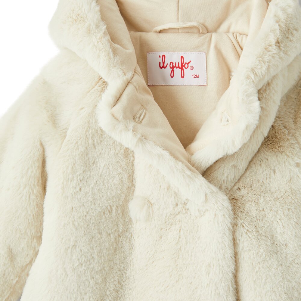 Jas fur met dubbele knopen Beige