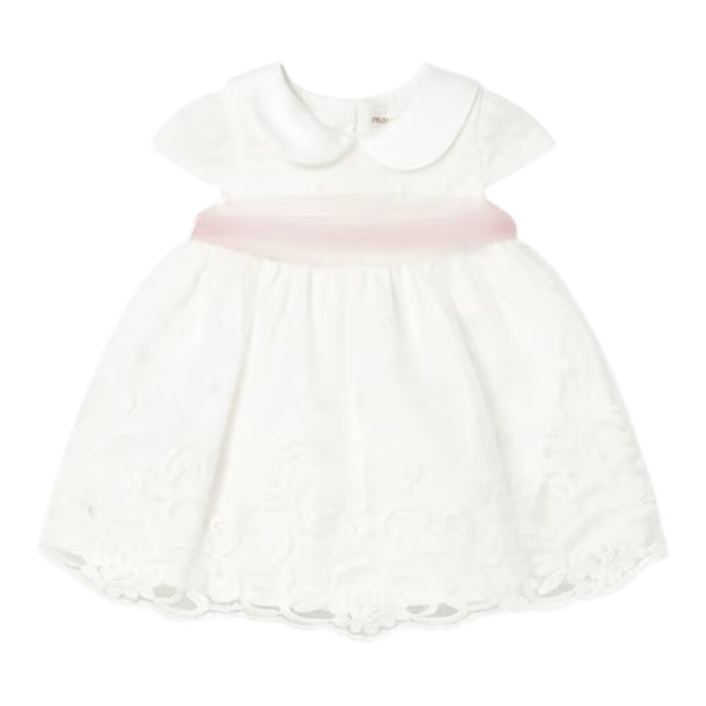 Kleedje met roze lint Wit Kleedje met roze lint Wit