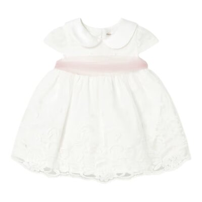 Kleedje met roze lint Wit Kleedje met roze lint Wit
