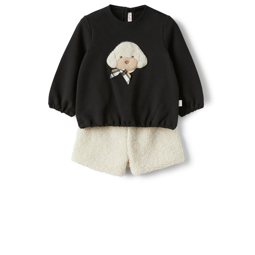 2-delige set sweater met hondje en shortje Black
