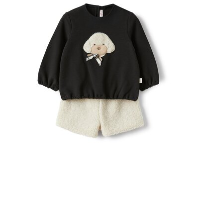 2-delige set sweater met hondje en shortje Black