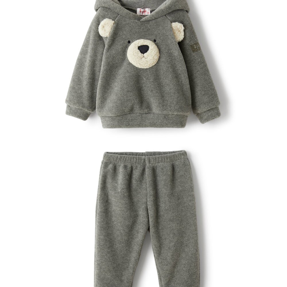 2-delige jogging grijs met beertje Iron Grey