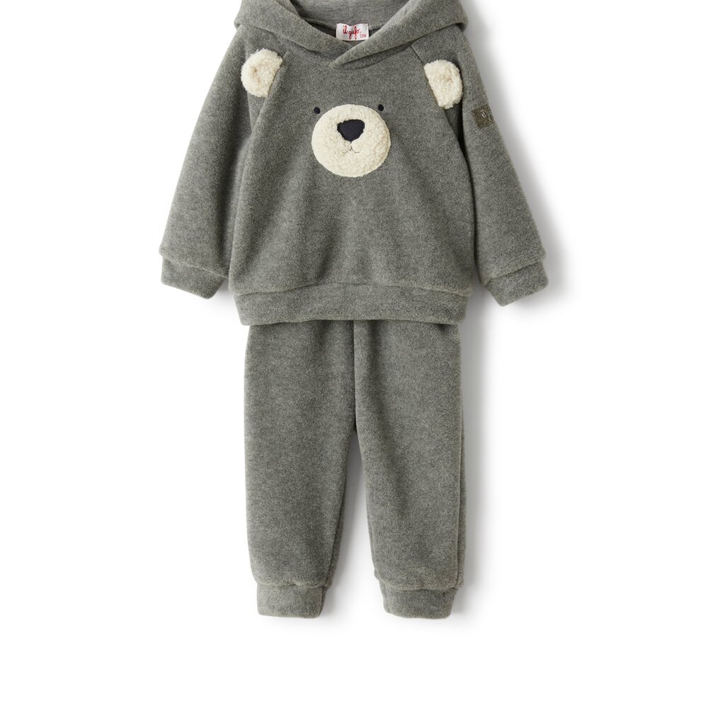 2-delige jogging grijs met beertje Iron Grey