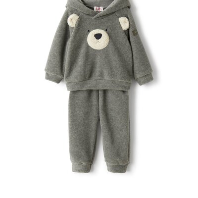 2-delige jogging grijs met beertje Iron Grey