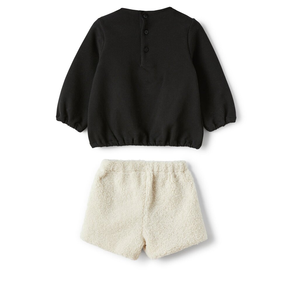 2-delige set sweater met hondje en shortje Black