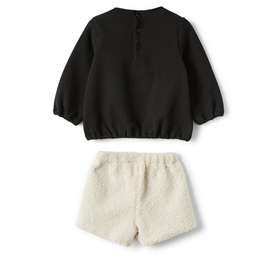 2-delige set sweater met hondje en shortje Black