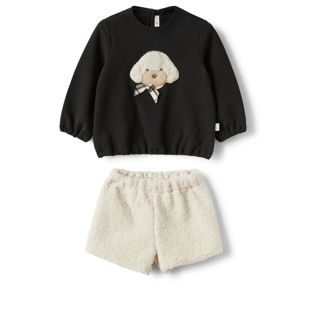 2-delige set sweater met hondje en shortje Black