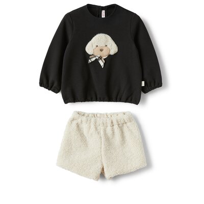 2-delige set sweater met hondje en shortje Black