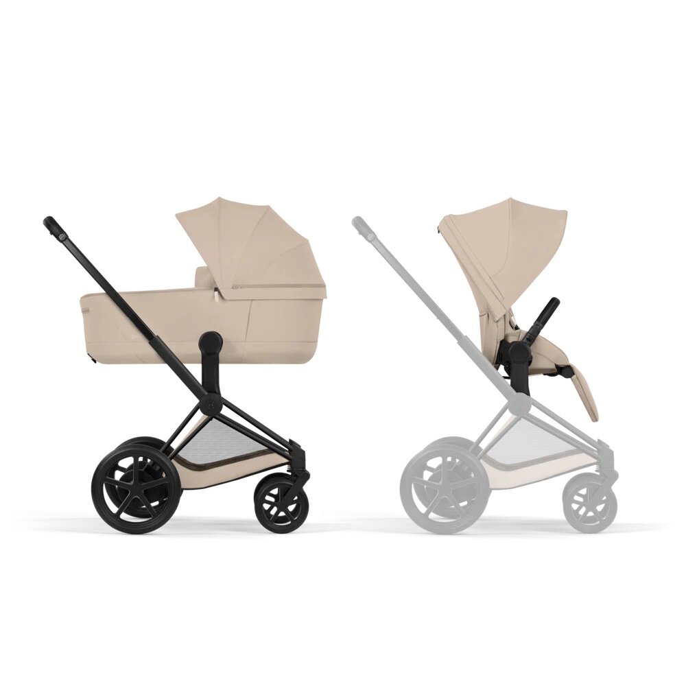 e-Priam Comfort set Cozy Beige met Matt Black Frame e-Priam Comfort set Cozy Beige met Matt Black Frame