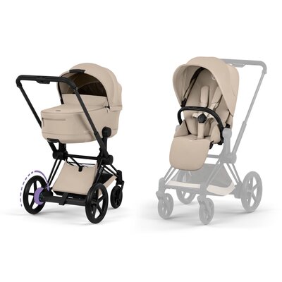 e-Priam Comfort set Cozy Beige met Matt Black Frame e-Priam Comfort set Cozy Beige met Matt Black Frame