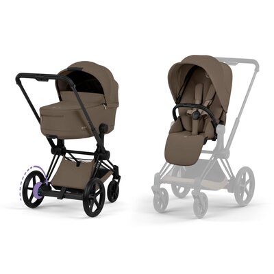 e-Priam Comfort set Coconut Brown met Matt Black Frame e-Priam Comfort set Coconut Brown met Matt Black Frame