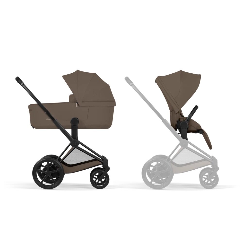 e-Priam Comfort set Coconut Brown met Matt Black Frame e-Priam Comfort set Coconut Brown met Matt Black Frame