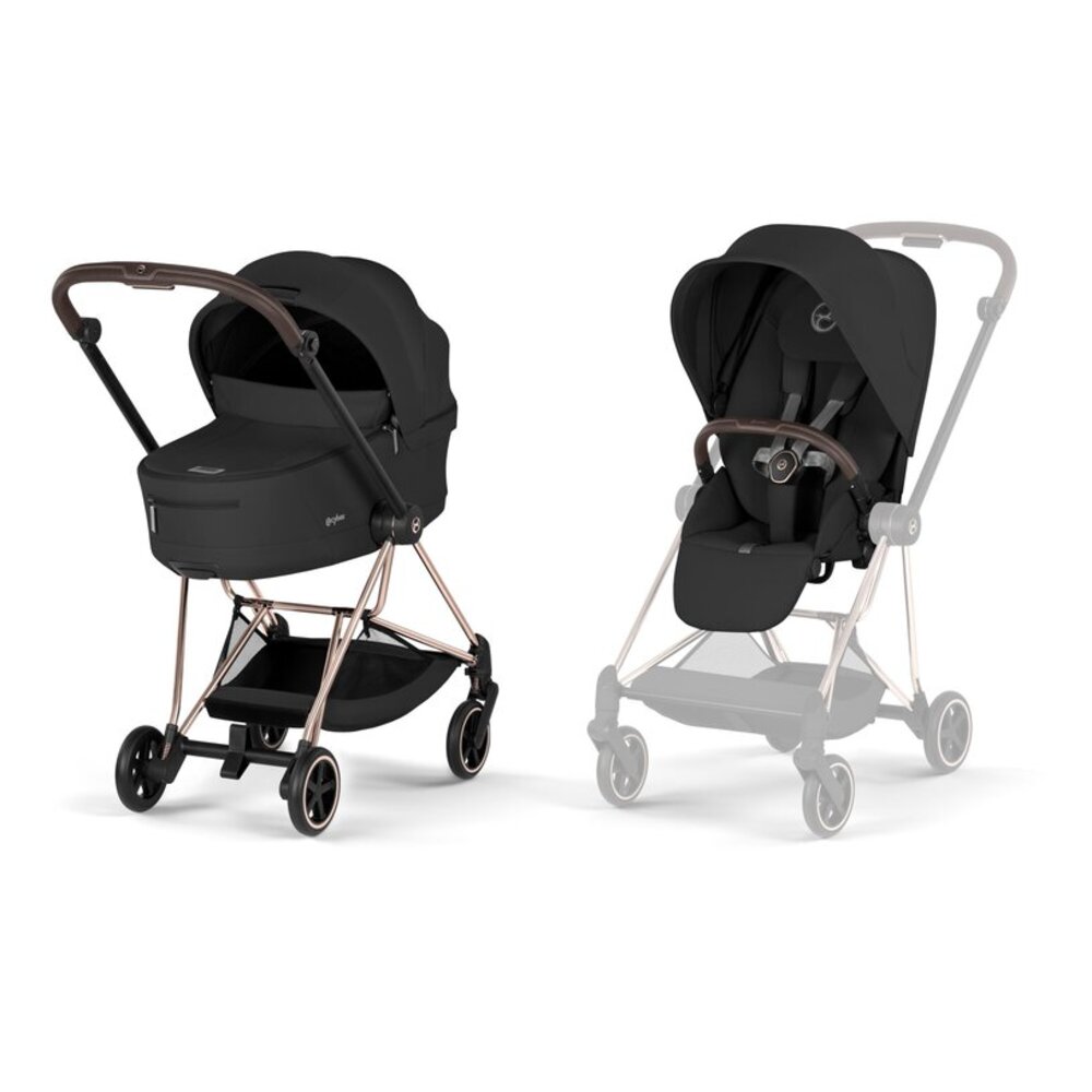 Kinderwagen MIOS Comfort and Foldable Carry Cot Rose Gold Frame Sepia black Kinderwagen MIOS Comfort and Foldable Carry Cot Rose Gold Frame Sepia black