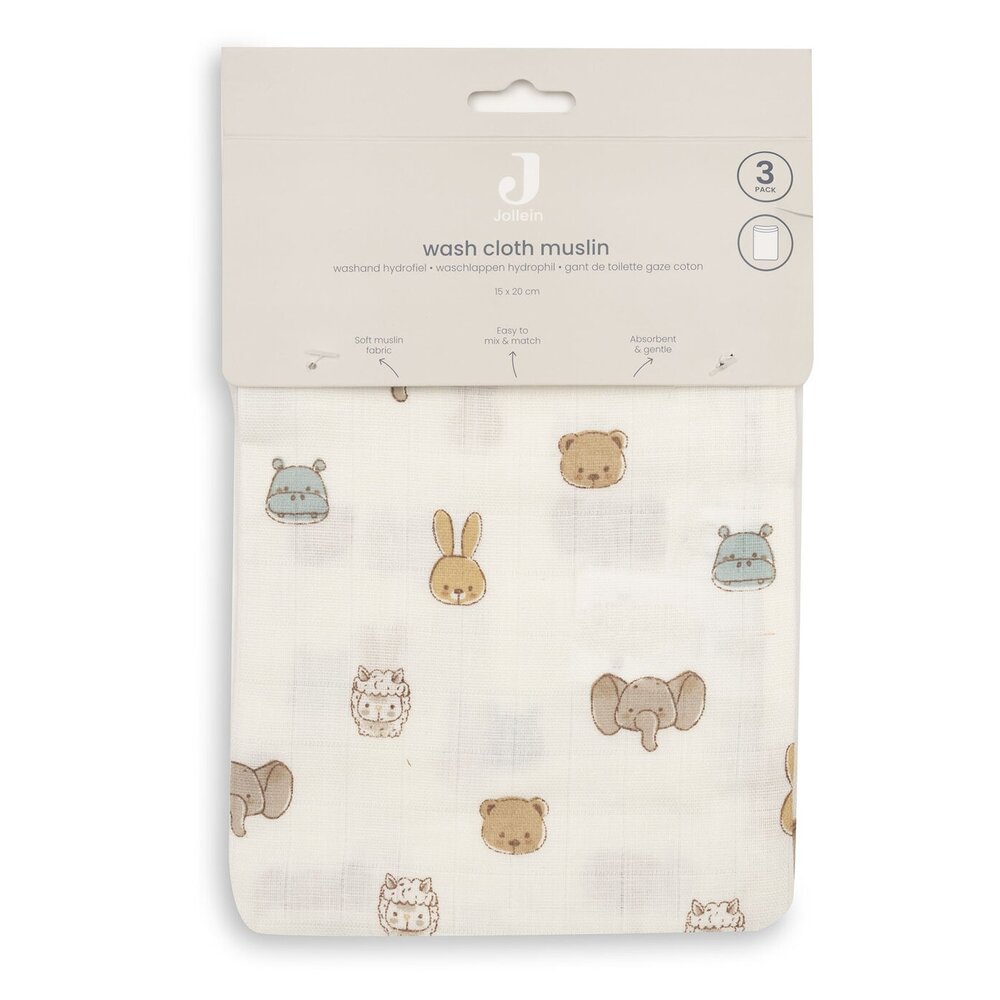 Hydrofiel Washandje 15x20cm - 3 Stuks Jollies