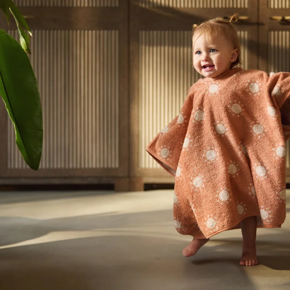 Badponcho Badstof Jacquard Reversible - Sun Light Terra Badponcho Badstof Jacquard Reversible - Sun Light Terra