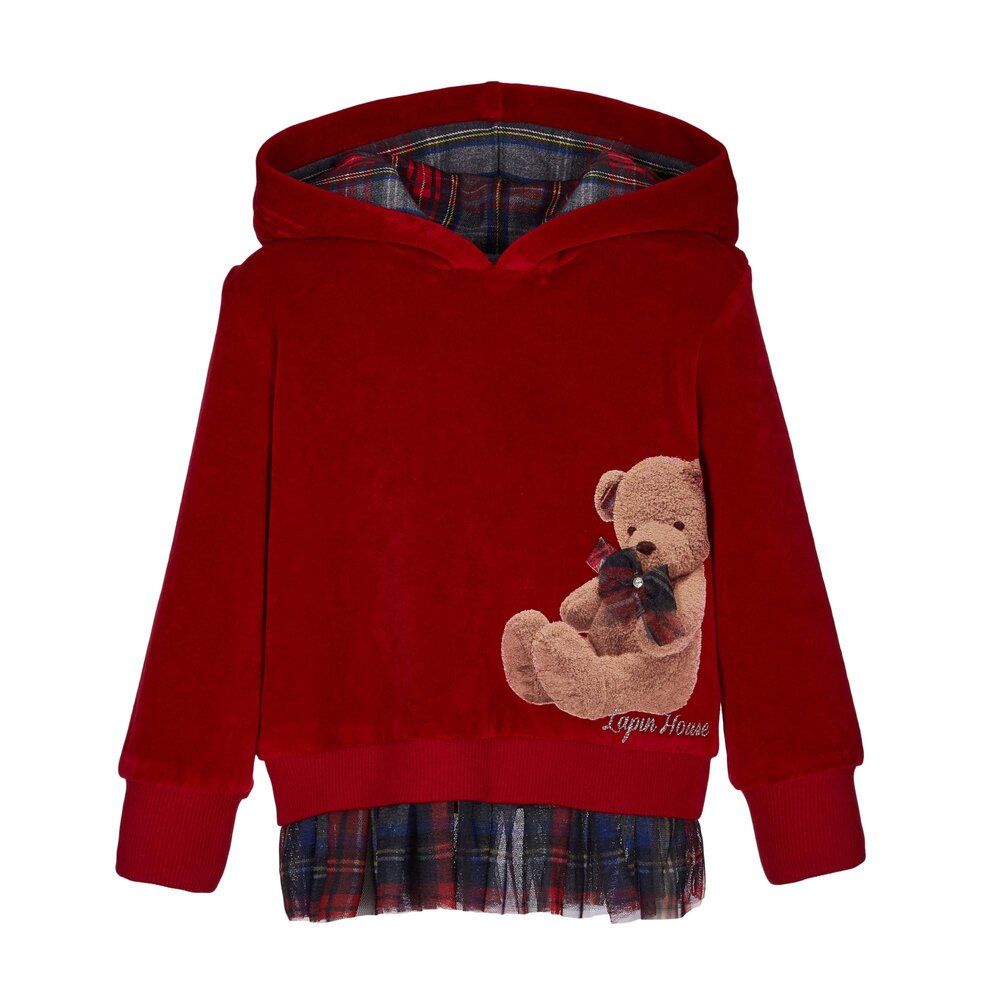 Sweater + legging met beer rood/grijs