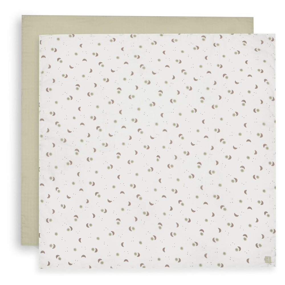 Hydrofiele Doek Large 115x115cm - 2 stuks Over the Moon Hydrofiele Doek Large 115x115cm - 2 stuks Over the Moon