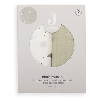 Hydrofiele Doek Large 115x115cm - 2 stuks Over the Moon Hydrofiele Doek Large 115x115cm - 2 stuks Over the Moon