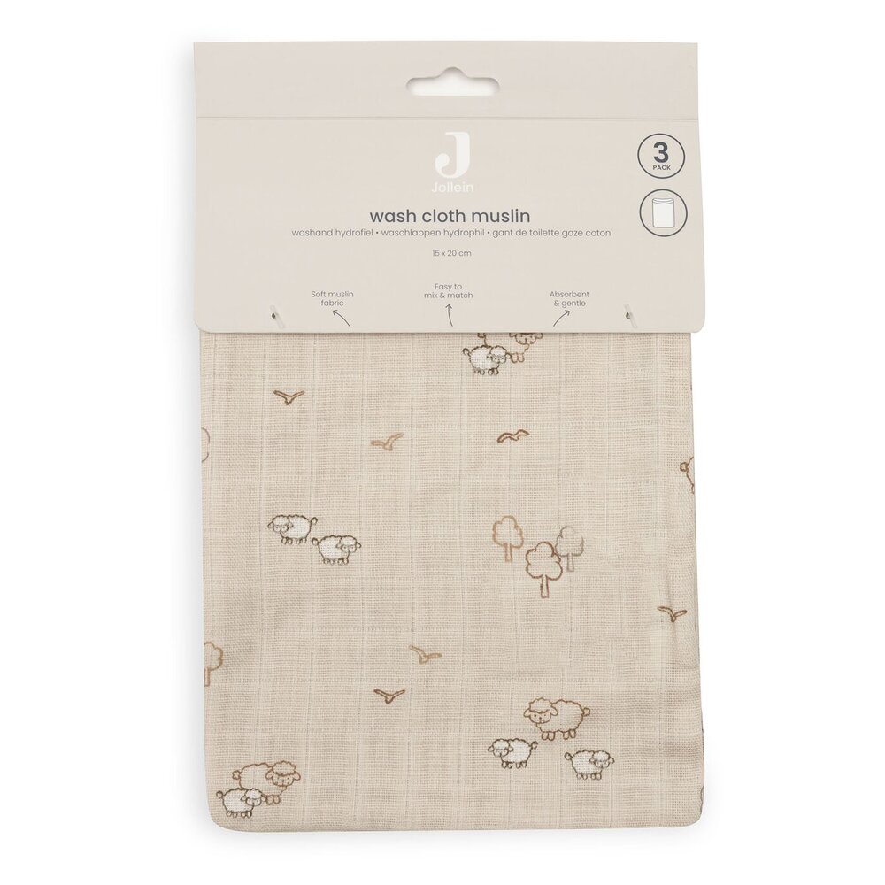 Hydrofiel Washandje 15x20cm - 3 Stuks Woolly