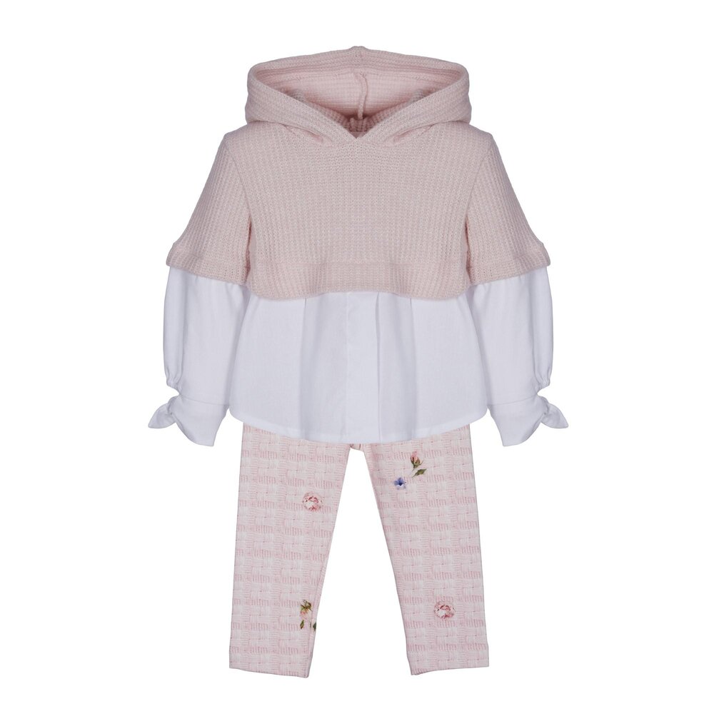 Trui met blouse + legging roze