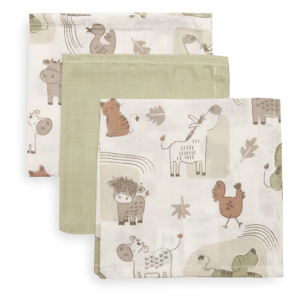 Hydrofiel Monddoekje 31x31cm - 3 Stuks Barn Buddies Hydrofiel Monddoekje 31x31cm - 3 Stuks Barn Buddies