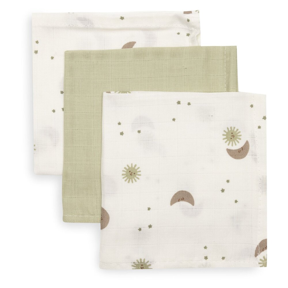 Hydrofiel Monddoekje 31x31cm - 3 Stuks Over the Moon Hydrofiel Monddoekje 31x31cm - 3 Stuks Over the Moon