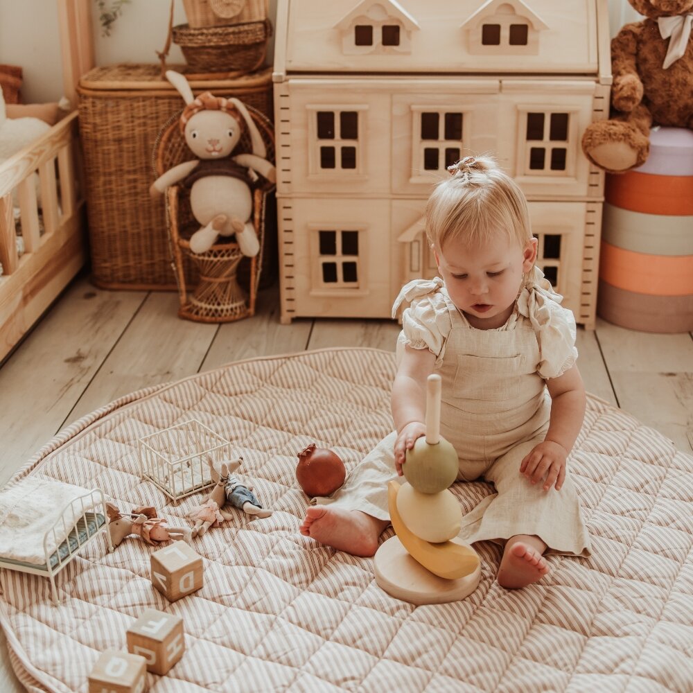 Noomad - Opbergzak - Speelmat Baby Soft - organic cotton - 120 cm Stripes brown Noomad - Opbergzak - Speelmat Baby Soft - organic cotton - 120 cm Stripes brown