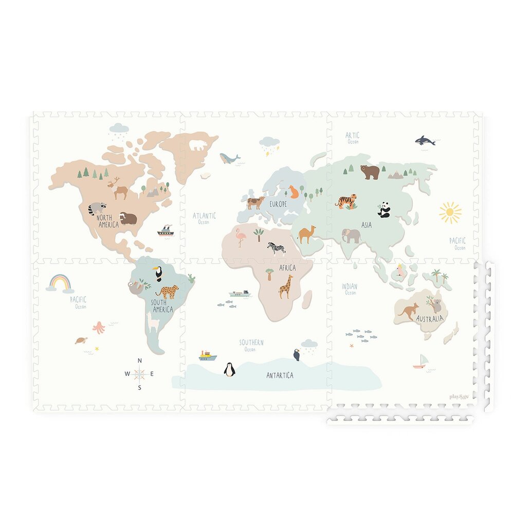 Tiloo - Puzzelmat EEVAA - 6 tegels Worldmap colour (120 x 180 cm - 6 tiles) Tiloo - Puzzelmat EEVAA - 6 tegels Worldmap colour (120 x 180 cm - 6 tiles)
