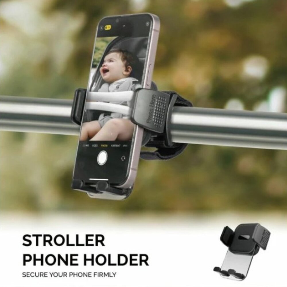 Kinderwagen telefoonhouder Zwart