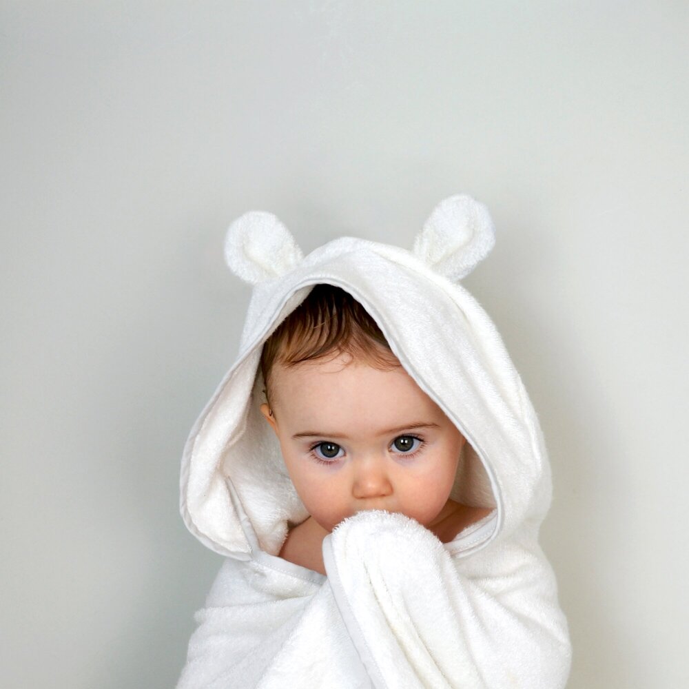 Badcape met oortjes White