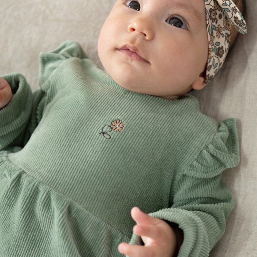 Jurk velours rib - Lucky Bloombird Jade Groen