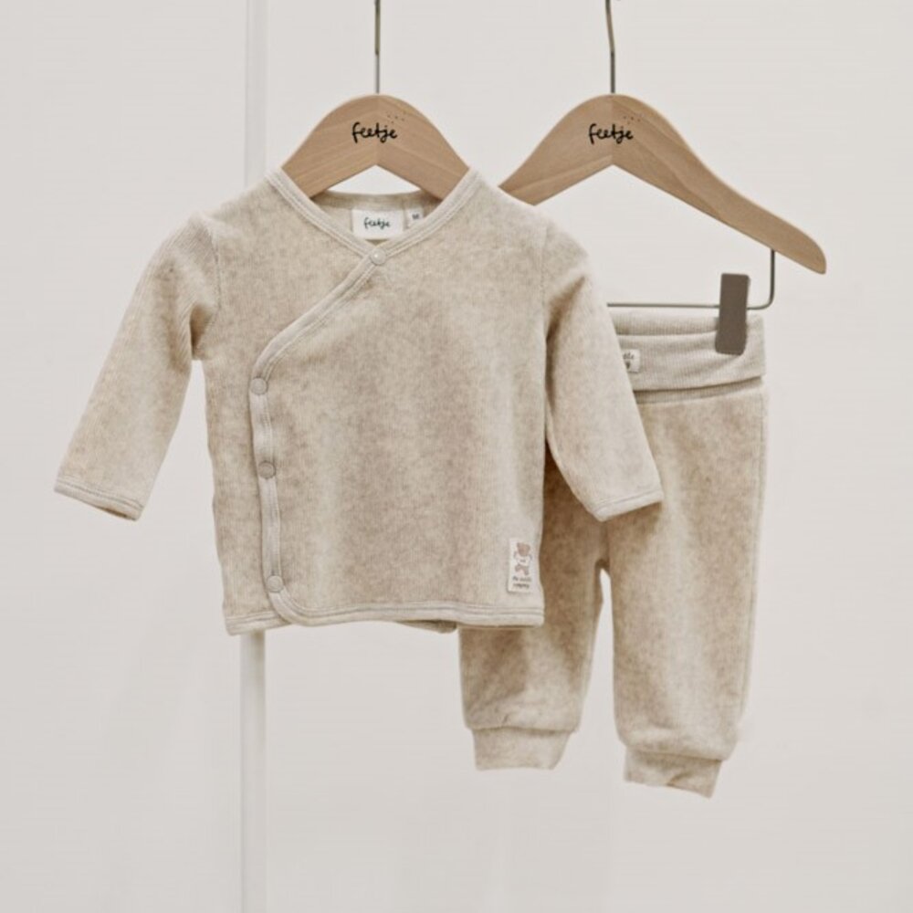 Overslagshirt velours rib - The Cuddle Company Taupe melange Overslagshirt velours rib - The Cuddle Company Taupe melange