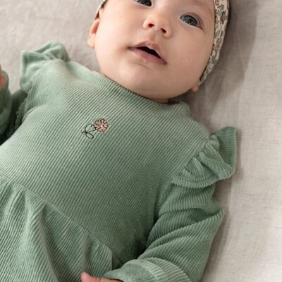 Jurk velours rib - Lucky Bloombird Jade Groen